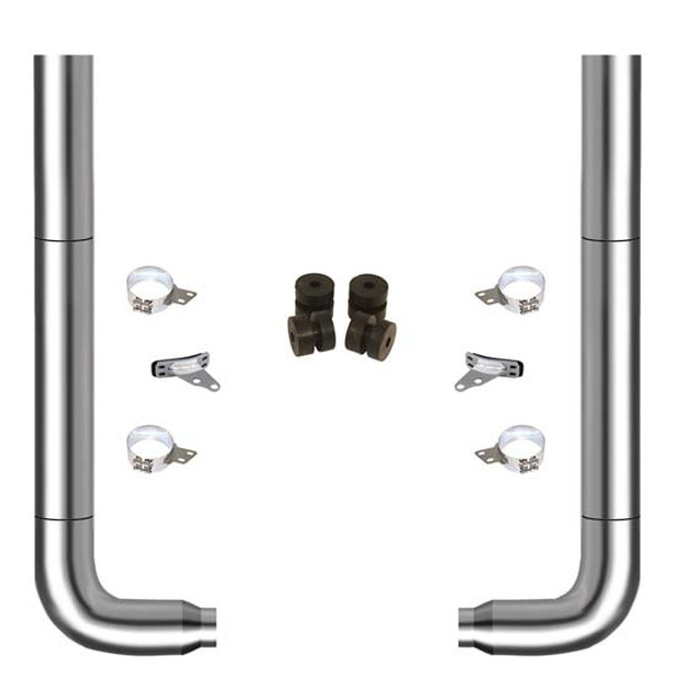 TPHD 7-5 X 114 Inch Chrome Exhaust Kit With Flat Top Stacks, Long Drop 90 Degree Elbows, 52 In. Spool  For Peterbilt 378, 379