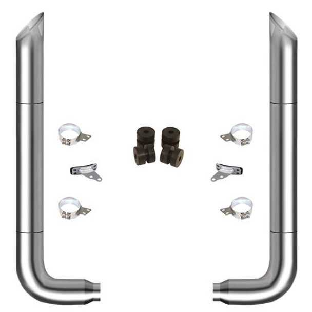 TPHD 7-5 X 114 Inch Chrome Exhaust Kit With Miter Stacks, Long 90s, 52 In. Spool  For Peterbilt 378, 379
