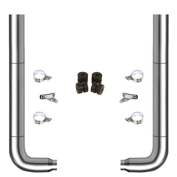 TPHD 7-5 X 96 Inch Chrome Exhaust Kit W/ Flat Top Stacks, Long Drop 90 Degree Elbows, 52 In. Spool  For Peterbilt 378, 379