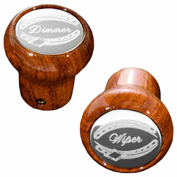 Rockwood African Rosewood Dimmer And Wiper Knob Set For Peterbilt