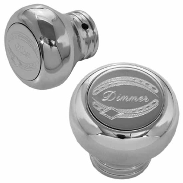 Rockwood Chrome-Plated Aluminum Dimmer & Wiper Knob Set For Peterbilt