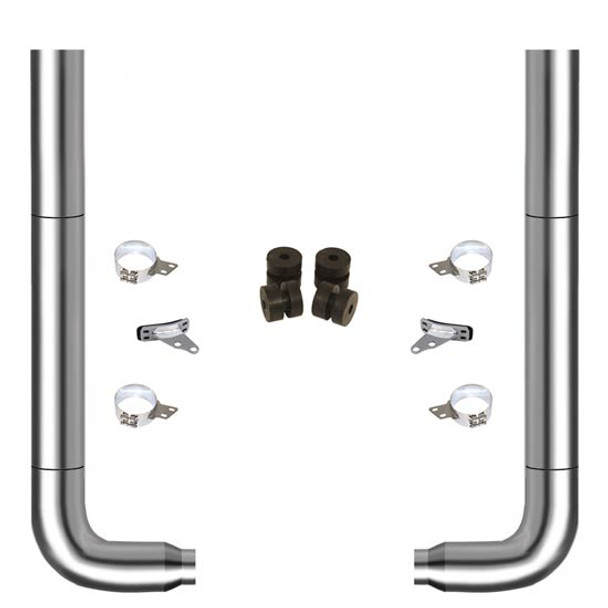 TPHD 6-5 X 108 Inch Chrome Exhaust Kit W/ Flat Top Stacks, Long Drop 90 Degree Elbows, 55 In. Spool  For Peterbilt 378, 379, 389