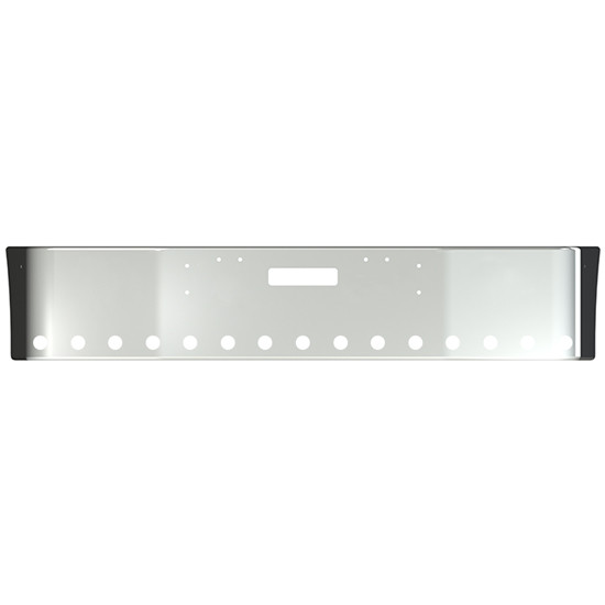 18 Inch Stainless Steel Wrap Around Bumper W/ Tow & 15 Light Holes Freightliner FLD112, FLD120 SBA