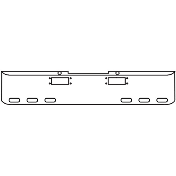 18 Inch Chrome Texas Rolled End Bumper W/ Tow & 6 Oval Light Holes For Peterbilt 352 & 359