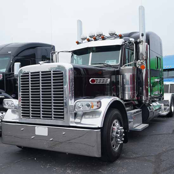 18 Inch Chrome Texas Rolled End Bumper W/ Bolt Holes For Peterbilt 365, 367, 388, 389 & 567 SFA