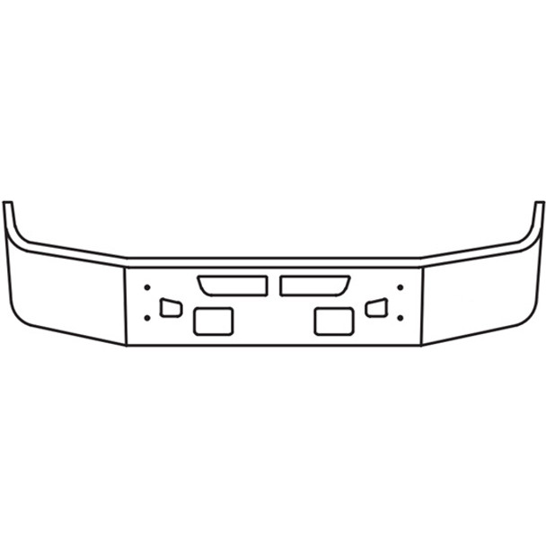 18 Inch Stainless Steel Wrap Around Bumper W/ Tow, Step, Fog Light Holes For Kenworth T660 SBA