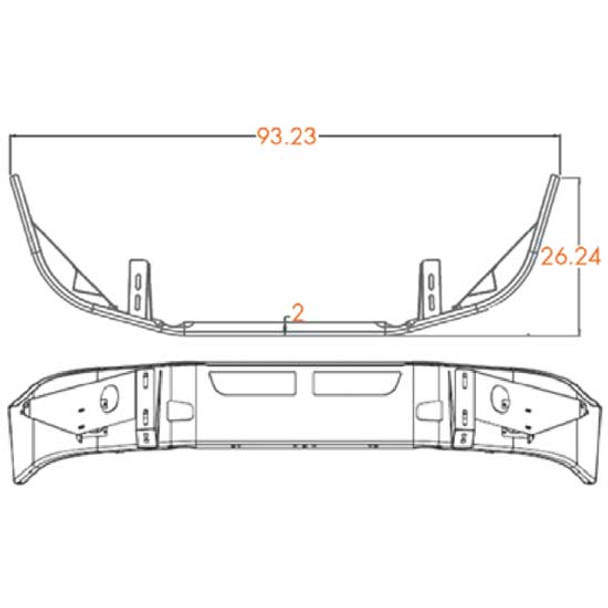 16 Inch Chrome Wrap Around Bumper W/ Tow & Vent Holes For Kenworth T660