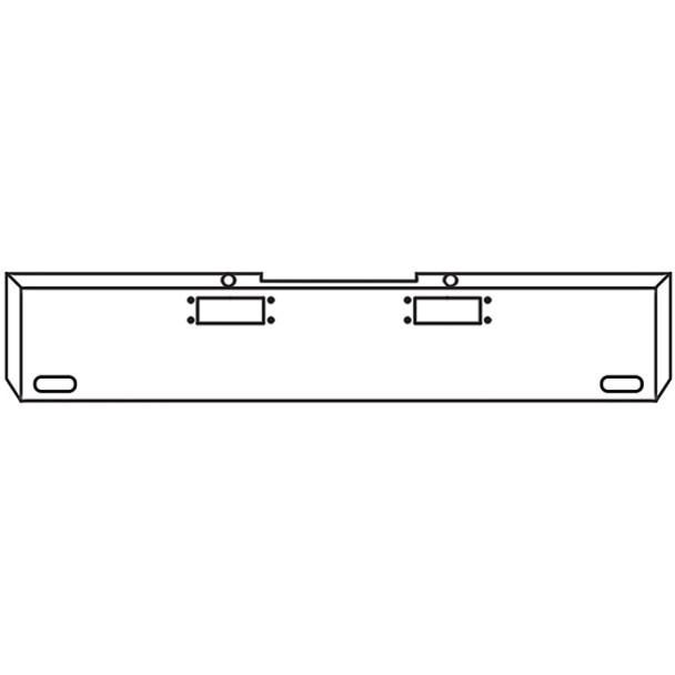 20 Inch Chrome Boxed End Bumper W/ Tow, 2 Oval Light Holes For Peterbilt 352 & 359