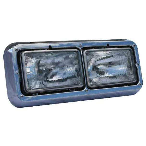 BESTfit Dual Square Headlight Assembly, Passenger Side W/ Bezel For Freightliner, Kenworth, Peterbilt, Western Star