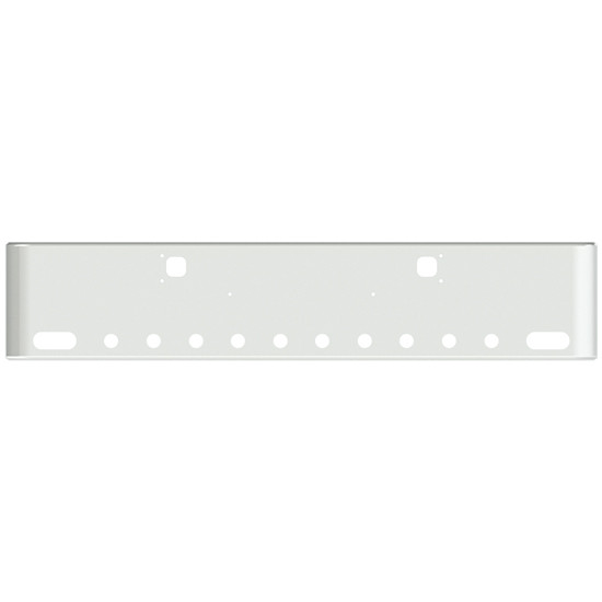22 Inch Chrome Texas Rolled End Bumper W/ Tow, 2 Oval & 10 - 2 Inch Round Light Holes For Kenworth W900B, W900L