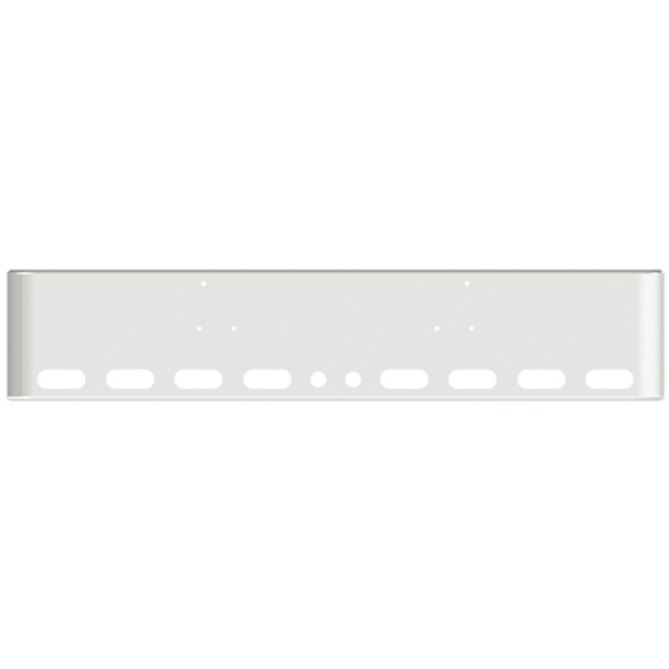 18 Inch Chrome Texas Rolled End Bumper W/ 8 Oval & 2 - 2 Inch Round Light Holes For Peterbilt 357 SFA, 378, 379