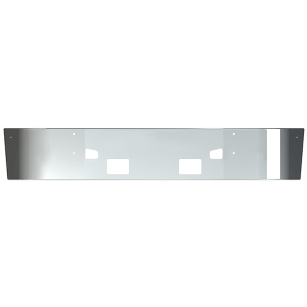 13 Inch Chrome Tall Wrap Around Bumper W/ Tow, Square Fog Light Holes For Kenworth T660 SBA