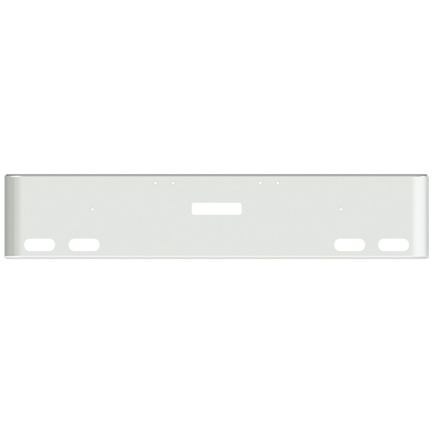 20 Inch Chrome Texas Rolled End Bumper W/ Center Tow, 4 Oval Light Holes For Freightliner Classic XL 2002-2007