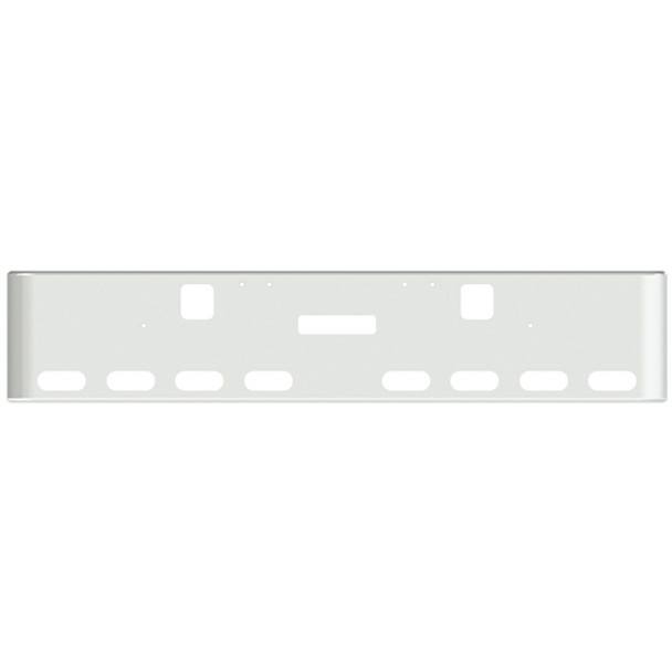 22 Inch Chrome Texas Rolled End Bumper W/ Center Tow, Hook, 8 Oval Light Holes For Freightliner Classic XL 2002-2007