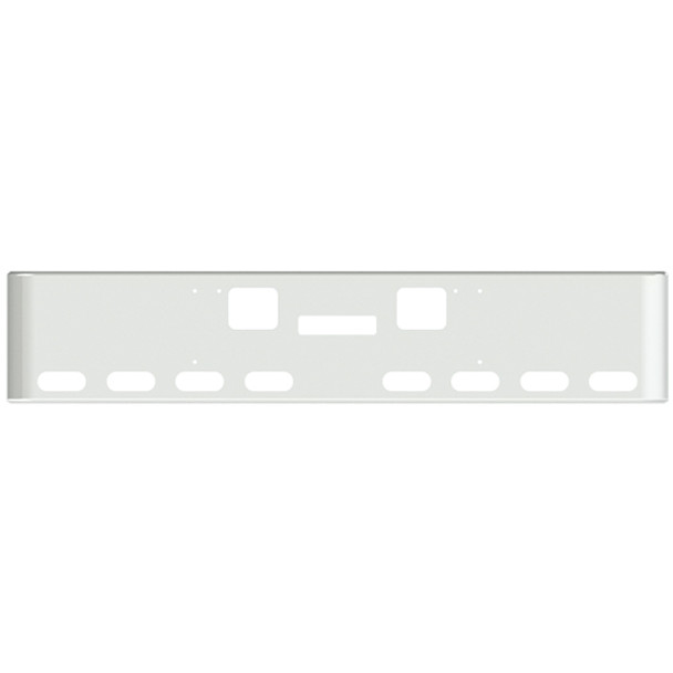 18 Inch Chrome Texas Rolled End Bumper W/ Center Tow, Hook, 8 Oval Light Holes For Freightliner Classic XL 2008-2010