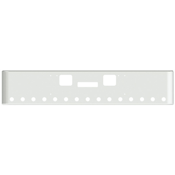 22 Inch Chrome Texas Rolled End Bumper W/ Center Tow, Hook, 15 - 2 Inch Light Holes For Freightliner Classic XL 2008-2010