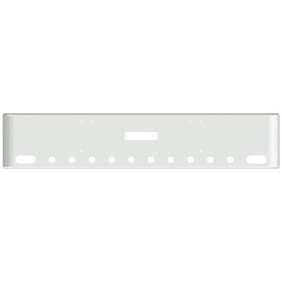 18 Inch Chrome Texas Rolled End Bumper W/ Center Tow, 2 Oval & 10 - 2 Inch Light Holes For Freightliner Classic XL 2008-2010