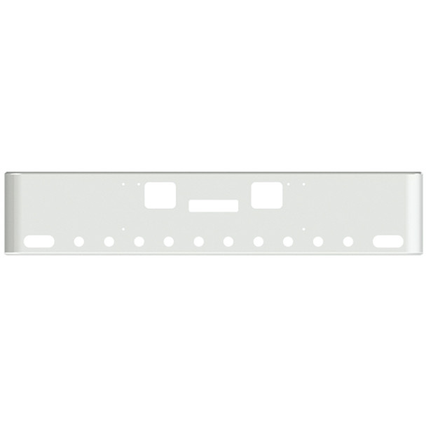 22 Inch Chrome Texas Rolled End Bumper W/ Center Tow, Hook, 2 Oval & 10 - 2 Inch Light Holes For Freightliner Classic XL 2008-2010