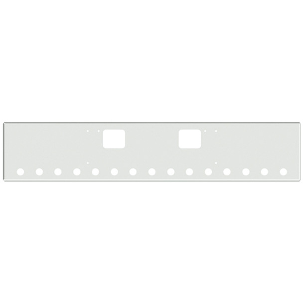 18 Inch Chrome Texas Boxed End Bumper W/ Hook, 15 - 2 Inch Light Holes For Freightliner Classic XL