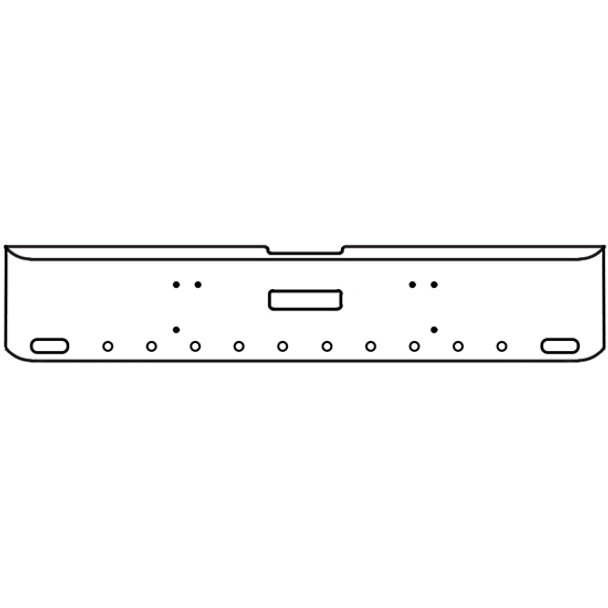 22 Inch Chrome Rolled End American Eagle Bumper W/ Tow, 2 Oval & 10 - 2 Inch Round Light Holes