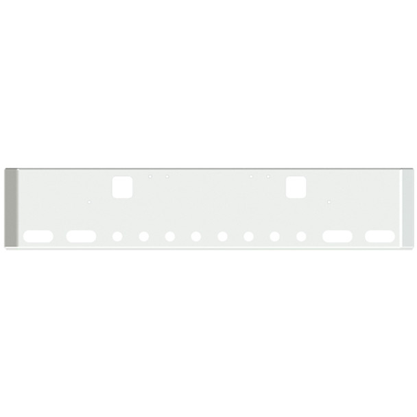 22 Inch Chrome Road Runner Mitered End Bumper W/ Hook Holes, 4 Oval & 8 - 2 Inch Round Light Holes 22 Inch Chrome Road Runner Mitered End Bumper W/ Hook Holes, 4 Oval & 8 - 2 Inch Round Light Holes