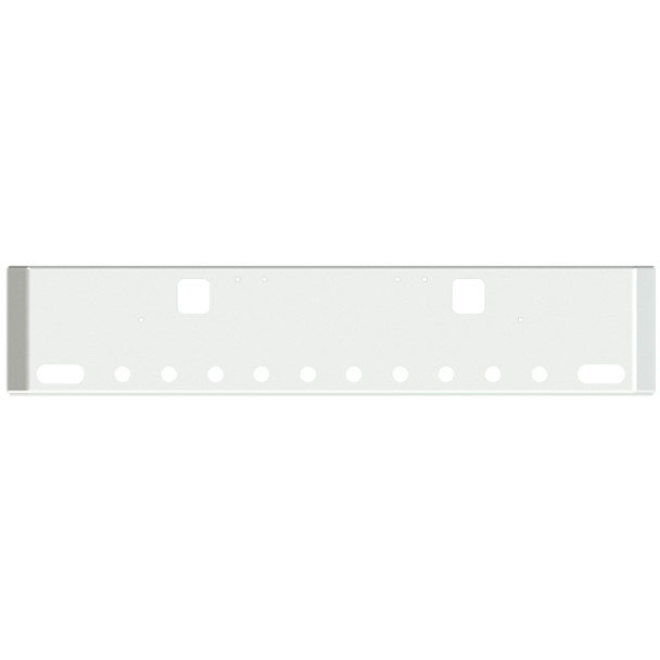 18 Inch Chrome Road Runner Mitered End Bumper W/ Hook Holes, 2 Oval & 10 - 2 Inch Round Light Holes 18 Inch Chrome Road Runner Mitered End Bumper W/ Hook Holes, 2 Oval & 10 - 2 Inch Round Light Holes