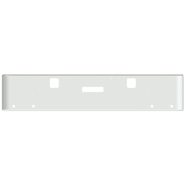 18 Inch Chrome Steel Texas Square Rolled End Bumper W/ Mounting, Standard Step & Tow/Hitch Holes 4 M1 Millennium Light Holes For Freightliner Classic 2002-2007