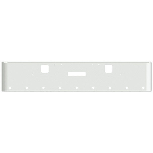18 Inch Chrome Steel Texas Square Rolled End Bumper W/ Mounting, Standard Step & Tow/Hitch Holes 9 M3 Or P3 Light Holes For Freightliner Classic 2002-2007