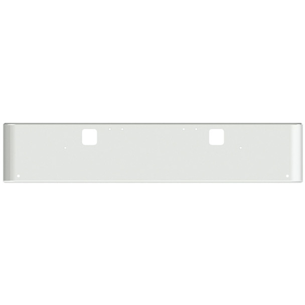18 Inch Chrome Steel Texas Square Rolled End Bumper W/ Mounting & Standard Step Holes 2 - 3/4 Inch Light Holes For Freightliner Classic 2002-2007