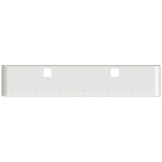 18 Inch Chrome Steel Texas Square Rolled End Bumper W/ Mounting & Standard Step Holes 25 - 3/4 Inch Light Holes For Freightliner Classic 2002-2007
