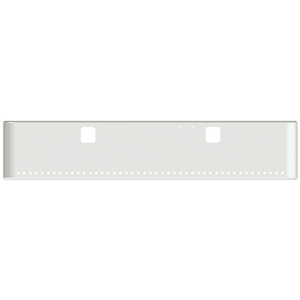 18 Inch Chrome Steel Texas Square Rolled End Bumper W/ Mounting & Standard Step Holes 45 - 3/4 Inch Light Holes For Freightliner Classic 2002-2007