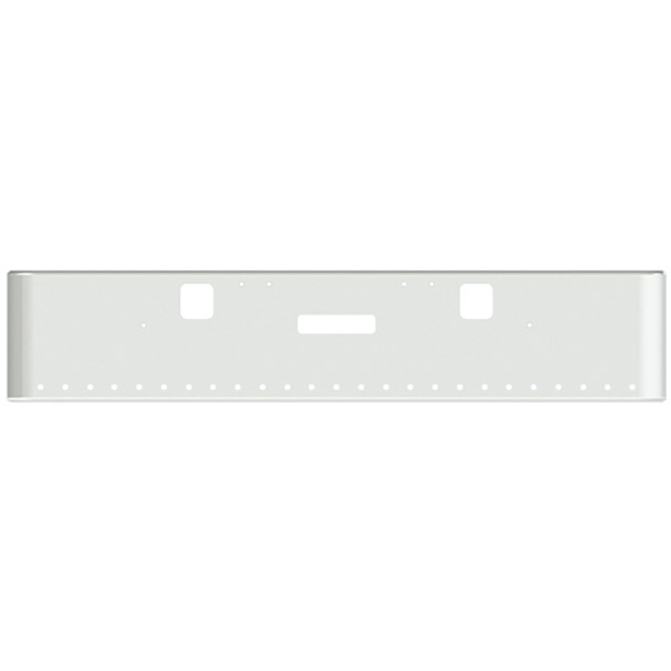 22 Inch Chrome Steel Texas Square Bumper W/ Mounting, Standard Step & Tow/Hitch Holes 25 - 3/4 Inch Light Holes For Freightliner Classic 2002-2007