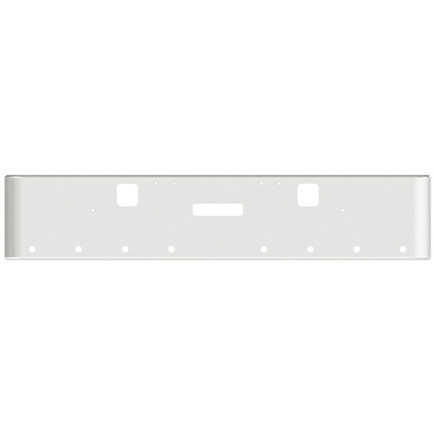 22 Inch Chrome Steel Texas Square Bumper W/ Mounting, Standard Step & Tow/Hitch Holes 11 M1 Millennium Light Holes For Freightliner Classic 2002-2007