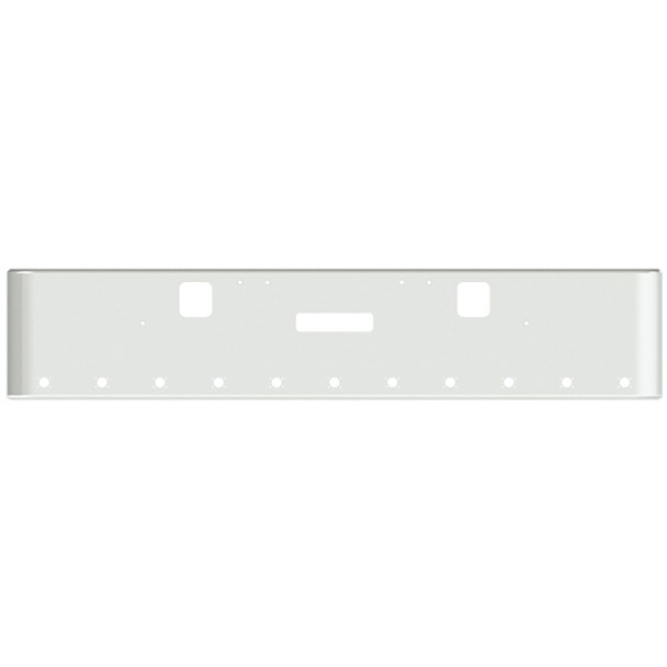 22 Inch Chrome Steel Texas Square Bumper W/ Mounting, Standard Step & Tow/Hitch Holes 11 M3 Or P3 Light Holes For Freightliner Classic 2002-2007