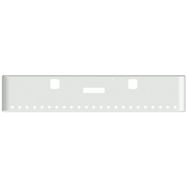 22 Inch Chrome Steel Texas Square Bumper W/ Mounting, Standard Step & Tow/Hitch Holes 23 M3 Or P3 Light Holes For Freightliner Classic 2002-2007