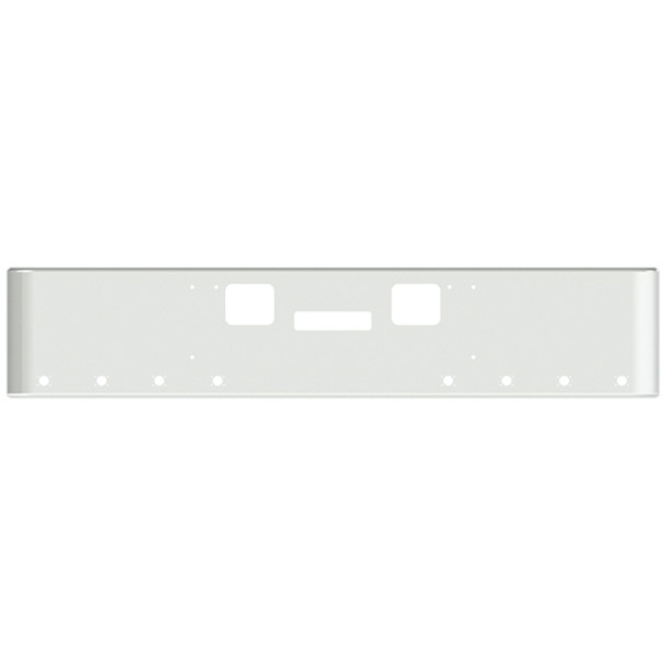20 Inch Chrome Steel Texas Square Bumper W/ Mounting, Standard Step & Tow/Hitch Holes 8 M3 Or P3 Light Holes For Freightliner FLD Classic XL 2008-2010