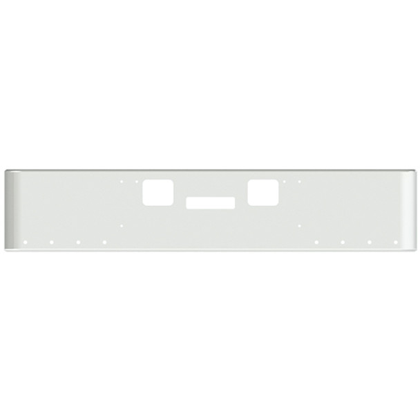 18 Inch Chrome Steel Texas Square Rolled End Bumper W/ Mounting, Standard Step & Tow/Hitch Holes 8 - 3/4 Inch Light Holes For Freightliner FLD Classic XL 2008-2010