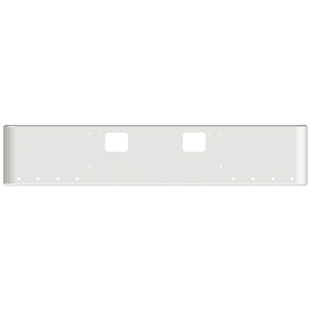 18 Inch Chrome Steel Texas Square Rolled End Bumper W/ Mounting & Standard Step Holes 8 - 3/4 Inch Light Holes For Freightliner FLD Classic XL 2008-2010