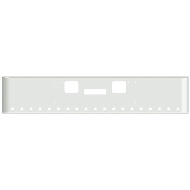22 Inch Chrome Steel Texas Square Bumper W/ Mounting, Standard Step & Tow/Hitch Holes 19 M3 Or P3 Light Holes For Freightliner FLD Classic XL 2008-2010