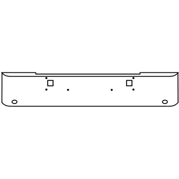 20 Inch Chrome Steel Texas Square Bumper W/ Mounting & Tow/Hitch Holes 2 M3 Or P3 Light Holes For Kenworth W900L 1982-2010