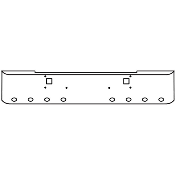 20 Inch Chrome Steel Texas Square Bumper W/ Mounting & Tow/Hitch Holes 8 M3 Or P3 Light Holes For Kenworth W900L 1982-2010
