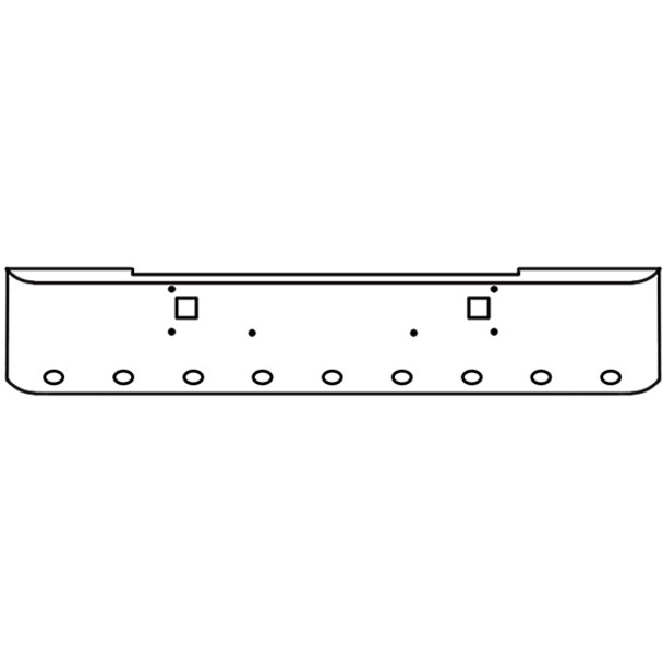 20 Inch Chrome Steel Texas Square Bumper W/ Mounting & Tow/Hitch Holes 9 M3 Or P3 Light Holes For Kenworth W900L 1982-2010