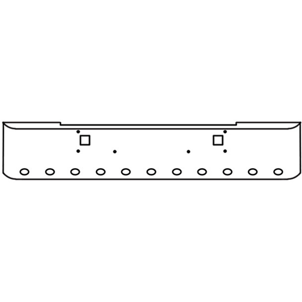 20 Inch Chrome Steel Texas Square Bumper W/ Mounting & Tow/Hitch Holes 11 M3 Or P3 Light Holes For Kenworth W900L 1982-2010