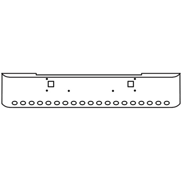 20 Inch Chrome Steel Texas Square Bumper W/ Mounting & Tow/Hitch Holes 19 M3 Or P3 Light Holes For Kenworth W900L 1982-2010