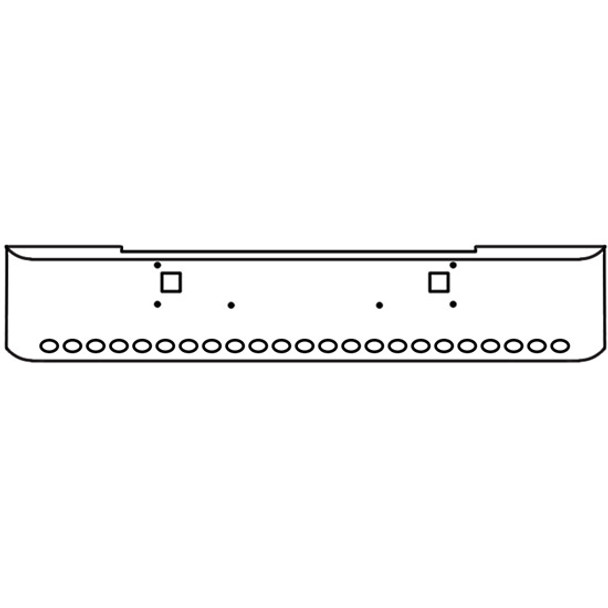 20 Inch Chrome Steel Texas Square Bumper W/ Mounting & Tow/Hitch Holes 23 M3 Or P3 Light Holes For Kenworth W900L 1982-2010