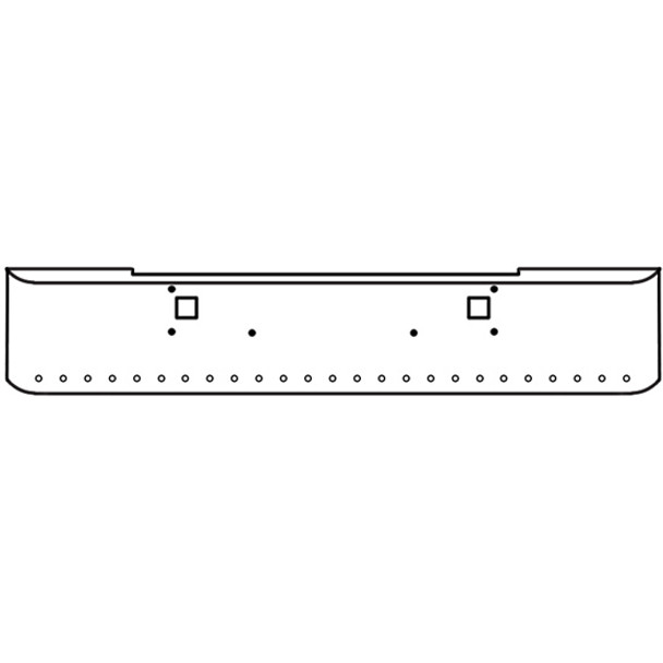 22 Inch Chrome Steel Texas Square Bumper W/ Mounting & Tow/Hitch Holes 25 - 3/4 Inch Light Holes For Kenworth W900L 1982-2010