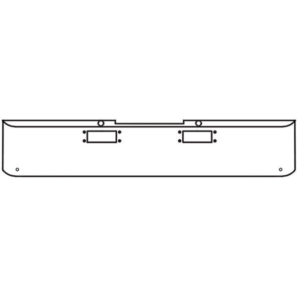 18 Inch Chrome Steel Texas Square Rolled End Bumper W/ Mounting & Tow/Hitch Holes 2 - 3/4 Inch Light Holes For Peterbilt 359 1967-1986 / 352 Cabover 1967-1980