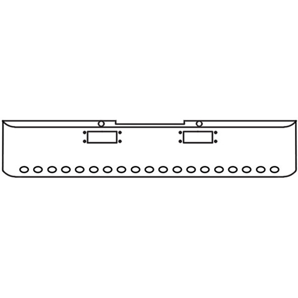 18 Inch Chrome Steel Texas Square Rolled End Bumper W/ Mounting & Tow/Hitch Holes 19 M3 Or P3 Light Holes For Peterbilt 359 1967-1986 / 352 Cabover 1967-1980