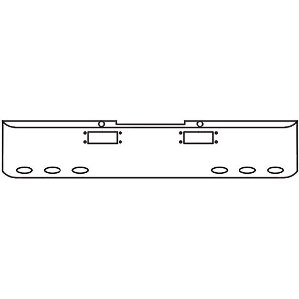 18 Inch Chrome Steel Texas Square Rolled End Bumper W/ Mounting & Tow/Hitch Holes 6 M1 Millennium Light Holes For Peterbilt 359 1967-1986 / 352 Cabover 1967-1980