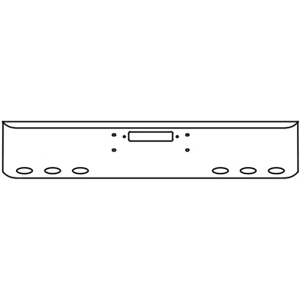 18 Inch Chrome Steel Texas Square Rolled End Bumper W/ Mounting & Tow/Hitch Holes 6 M1 Millennium Light Holes For Western Star 4900SF, 4900FA, Heritage, Constellation, 2007 & Older